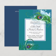 Elegantes PEACOCK FEATHER Wedding Einladungs-BUDGE