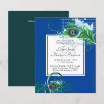 Elegantes PEACOCK FEATHER Wedding Einladungs-BUDGE