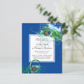 Elegantes PEACOCK FEATHER Wedding Einladungs-BUDGE (Stehend Vorderseite)