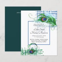 Elegantes PEACOCK FEATHER Wedding Einladungs-BUDGE