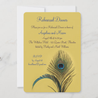 Elegantes Peacock Probe Dinner (gelb) Einladung