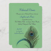 Elegantes Peacock Probe Dinner (grün) Einladung (Vorne/Hinten)