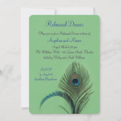 Elegantes Peacock Probe Dinner (grün) Einladung (Vorderseite)