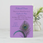 Elegantes Peacock Probe Dinner (lila) Einladung (Stehend Vorderseite)
