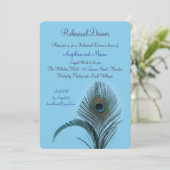 Elegantes Peacock Probe Dinner (türkis) Einladung (Stehend Vorderseite)