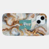 Elegantes Pearl Golden Agate Custom Monogram Case-Mate iPhone Hülle (Rückseite (Horizontal))