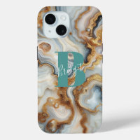 Elegantes Pearl Golden Agate Custom Monogram