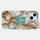 Elegantes Pearl Golden Agate Custom Monogram Case-Mate iPhone Hülle (Rückseite (Horizontal))