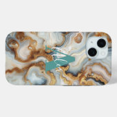 Elegantes Pearl Golden Agate Custom Monogram Case-Mate iPhone Hülle (Rückseite (Horizontal))