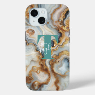 Elegantes Pearl Golden Agate Custom Monogram Case-Mate iPhone Hülle