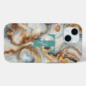 Elegantes Pearl Golden Agate Custom Monogram Case-Mate iPhone Hülle (Rückseite (Horizontal))