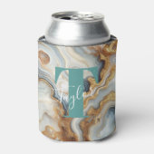 Elegantes Pearl Golden Agate Custom Monogram Dosenkühler (Kanne Vorderseite)