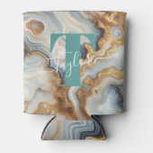 Elegantes Pearl Golden Agate Custom Monogram Dosenkühler (Vorderseite)