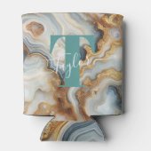 Elegantes Pearl Golden Agate Custom Monogram Dosenkühler (Rückseite)