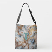 Elegantes Pearl Golden Agate Custom Monogram Tragetaschen Mit Langen Trägern (Rückseite)