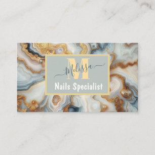 Elegantes Pearl Golden Agate Custom Monogram Visitenkarte