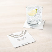 Elegantes Pearl-Neklace-Brautparty Rechteckiger Pappuntersetzer (Vor Ort)