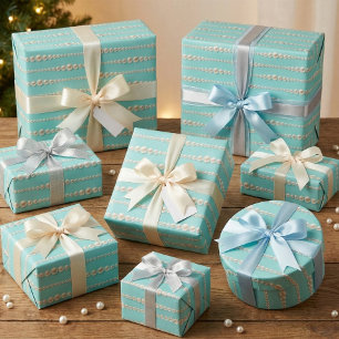 Elegantes Pearl & Turquoise Wrapping Paper Geschenkpapier