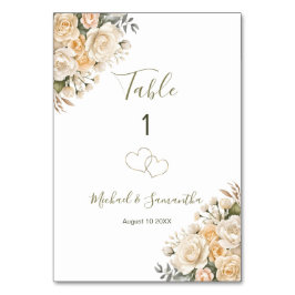 Elegantes Pearl White und Elfenbeinzeichen Rose Ho Tischnummer