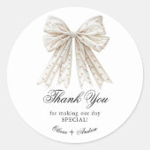 Elegantes Pearls Bow-Brautparty Runder Aufkleber (Vorderseite)