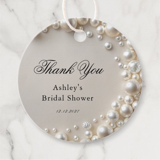 Elegantes Pearls-Brautparty Geschenkanhänger (Vorderseite)