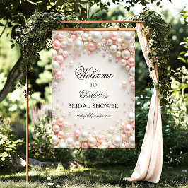 Elegantes Pearls Brautparty Willkommen Poster