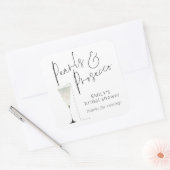 Elegantes Pearls Prosecco Brautparty Danke Quadratischer Aufkleber (Umschlag)