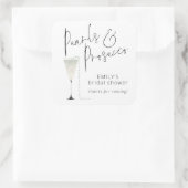 Elegantes Pearls Prosecco Brautparty Danke Quadratischer Aufkleber (Tasche)