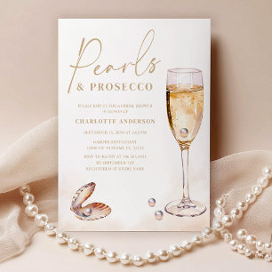 Elegantes Pearls Prosecco Brautparty Einladung