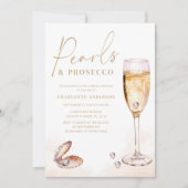 Elegantes Pearls Prosecco Brautparty Einladung (Vorderseite)
