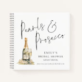 Elegantes Pearls Prosecco Brautparty Gästebuch Notizblock (Vorderseite)