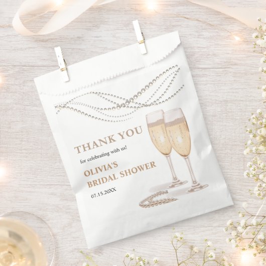 Elegantes Pearls & Prosecco Brautparty Vielen Dank Geschenktütchen (Ausgeschnitten)