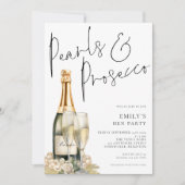 Elegantes Pearls Prosecco Hen Party Einladung (Vorderseite)
