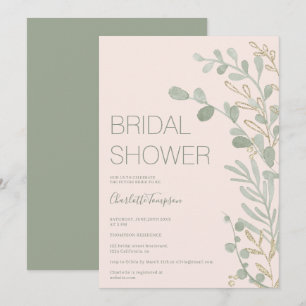 Elegantes Peitschengoldskript-Brautparty Einladung