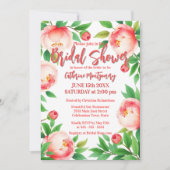 Elegantes Peonies and Greenery Brautparty Einladung (Vorderseite)