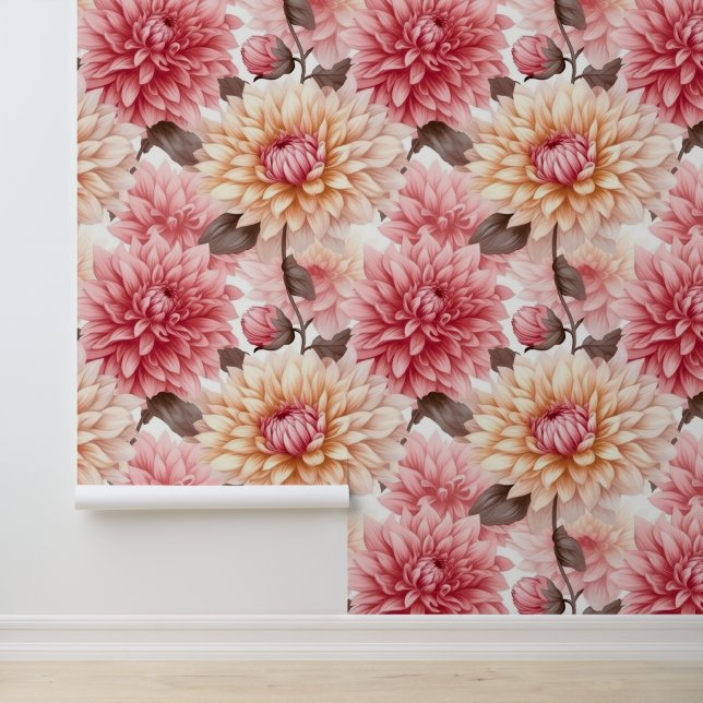 Elegantes Peonies Floral Wallpaper Tapete (Anwendung)