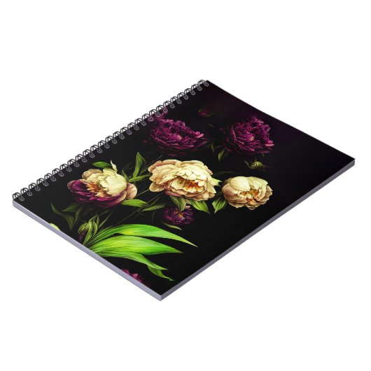 Elegantes Peonies & Rose SpiralNotebook Notizblock (Linke Seite)