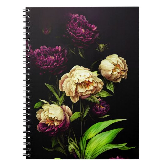 Elegantes Peonies & Rose SpiralNotebook Notizblock (Vorderseite)