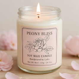Elegantes Peony Bliss Soy Wax Candle Business Quadratischer Aufkleber