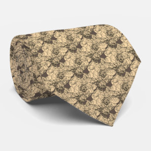 Elegantes Peony Blume Brown Floral Muster Krawatte