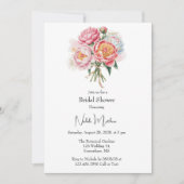 Elegantes Peony Bouquet Brautparty Einladung (Vorderseite)