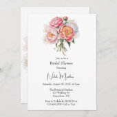 Elegantes Peony Bouquet Brautparty Einladung (Vorne/Hinten)