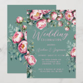 Elegantes Peony Bouquet Einladung (Vorne/Hinten)