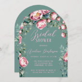 Elegantes Peony Bouquet Im Brautparty Wasserfarbe Einladung (Vorne/Hinten)