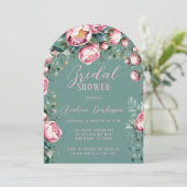 Elegantes Peony Bouquet Im Brautparty Wasserfarbe Einladung (Stehend Vorderseite)