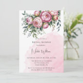 Elegantes Peony Floral Brunch & Bubbly Einladung (Stehend Vorderseite)