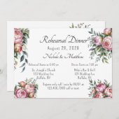 Elegantes Peony Floral Hochzeit Probe Dinner Einladung (Vorne/Hinten)