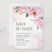Elegantes Peony Foto Save the Date Einladung (Vorderseite)