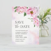 Elegantes Peony Foto Save the Date Einladung (Stehend Vorderseite)