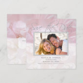 Elegantes Peony Save the Date: Silber Einladung (Vorne/Hinten)